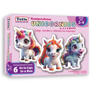 T212 Rompecabezas Progresivo Unicornios (6 rc progresivos de 3, 4 y 5 piezas)